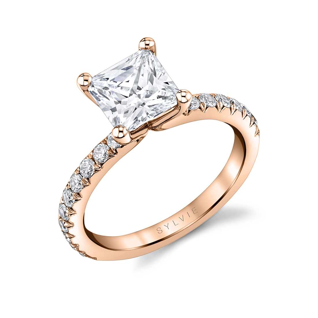 rose gold princess cut engagement ring