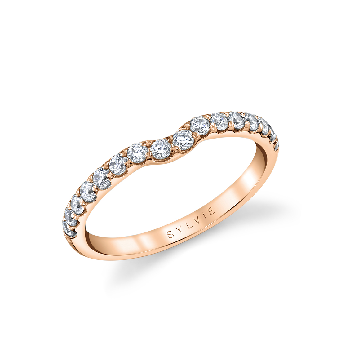 thick curved rose gold wedding band