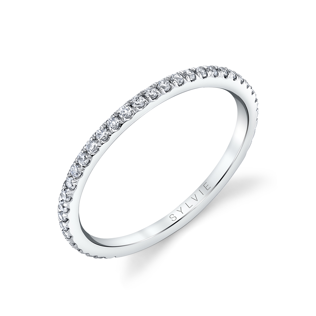 Side View of Split Band Engagement Ring in White Gold - Guiliana Ring