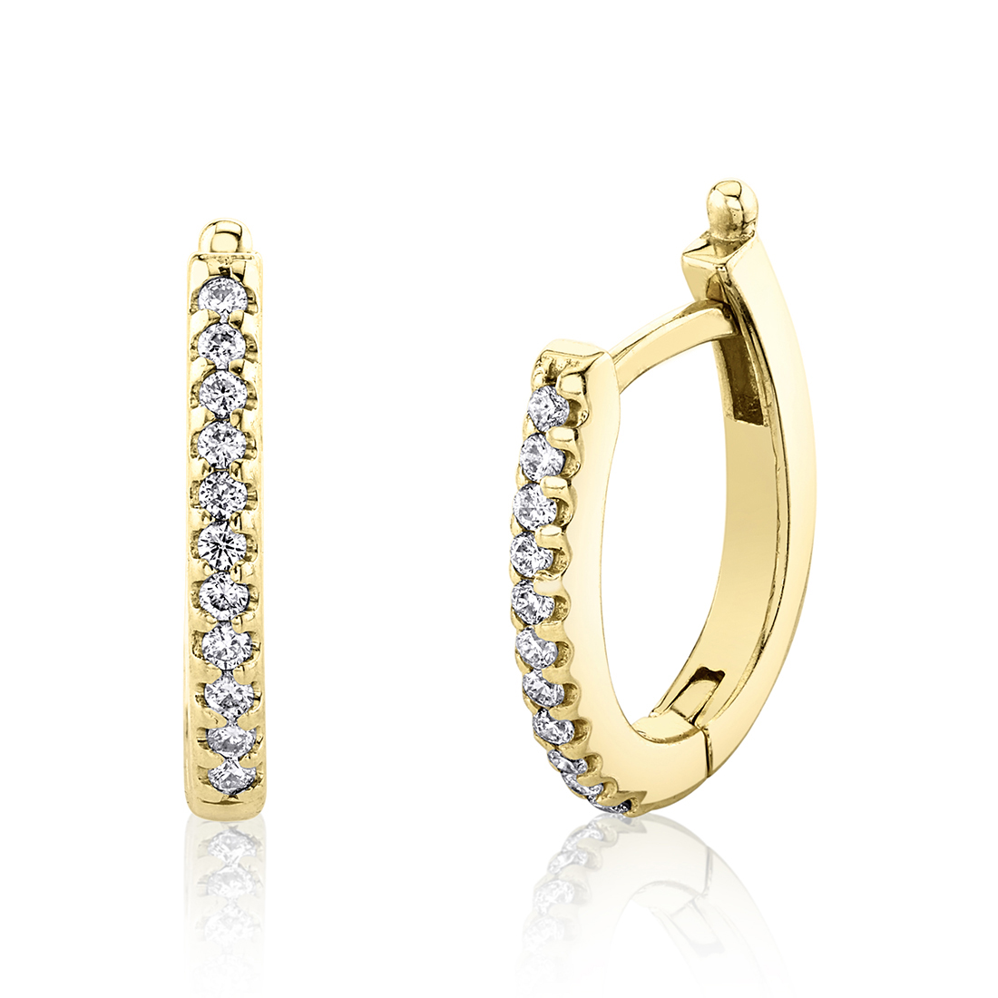 U-Shaped Diamond Hoop Earrings | Yellow Gold