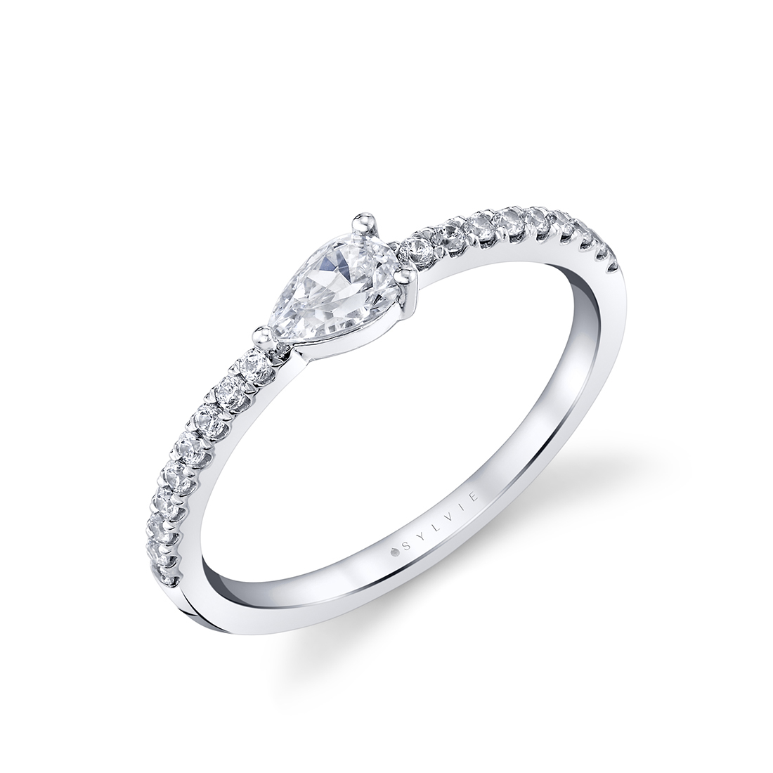 pear shaped classic wedding band in white gold