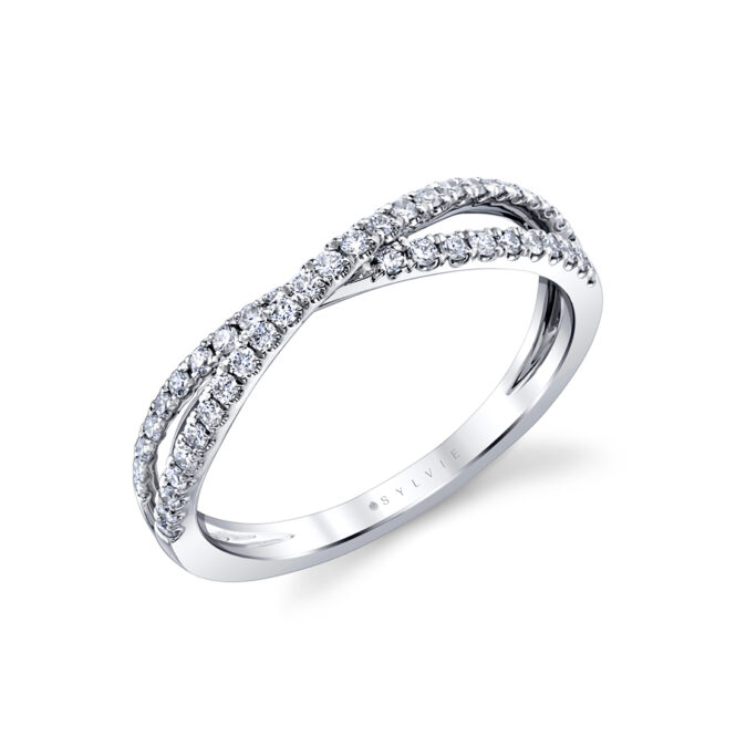 classic crossover wedding band in white gold