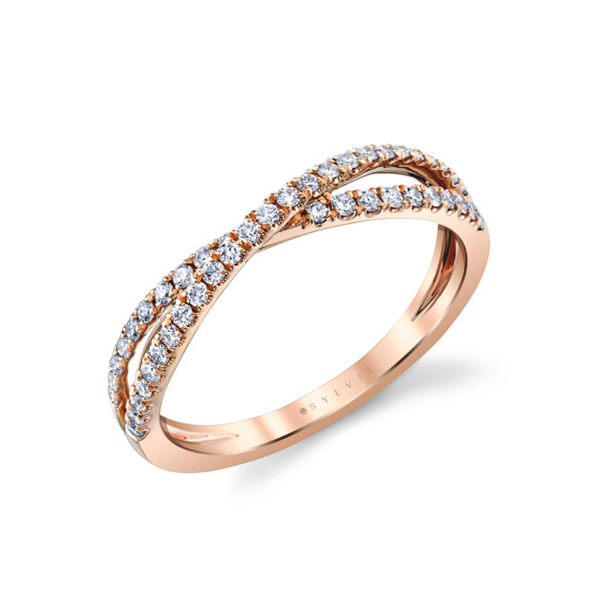 classic crossover wedding band in rose gold