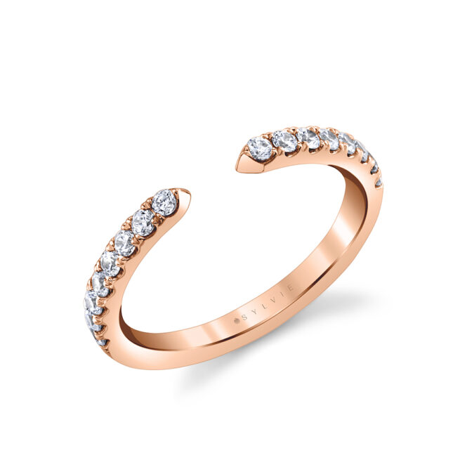 classic modern open wedding band in rose gold