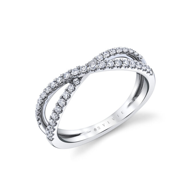 classic crossover wedding ring in white gold