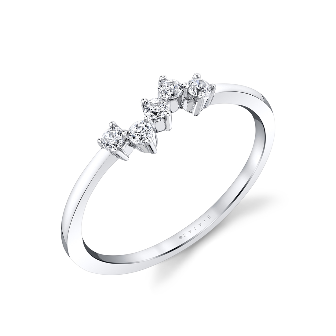 round cluster wedding ring in white gold