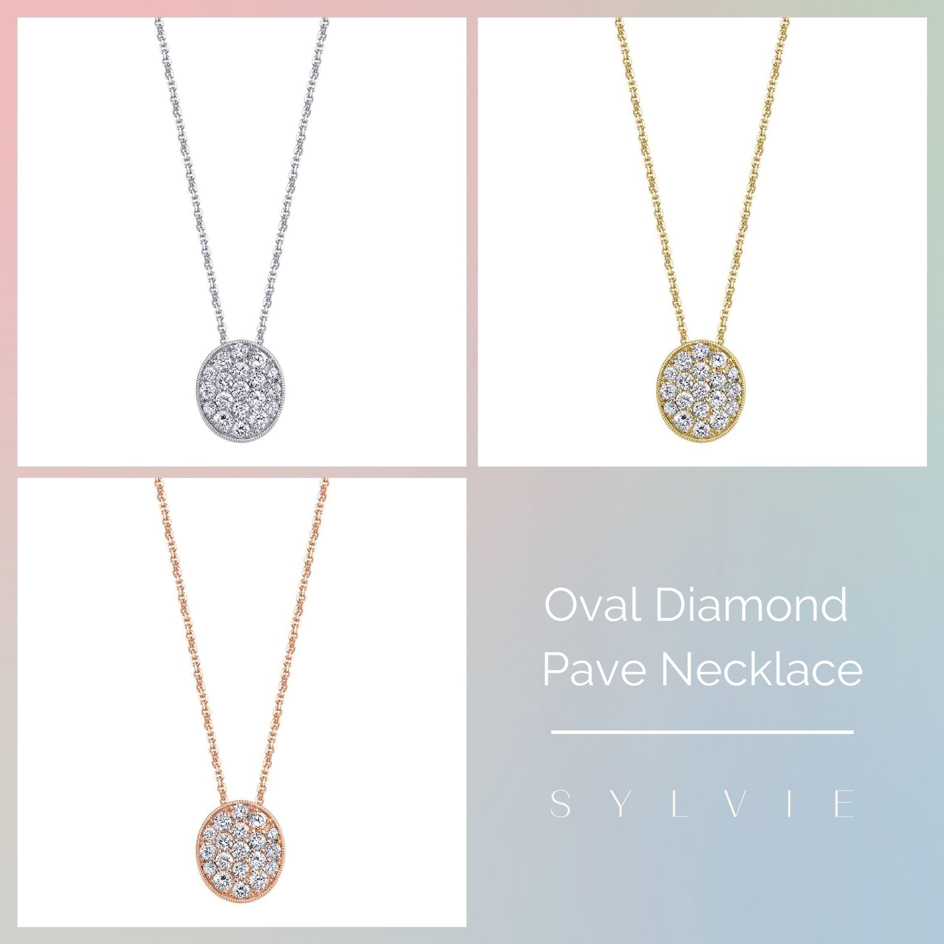 mother's day gift guide oval diamond pave necklace