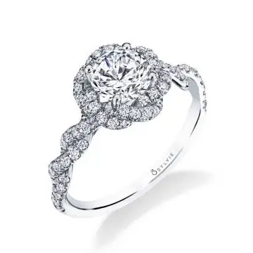 Spiral Engagement Ring with Halo