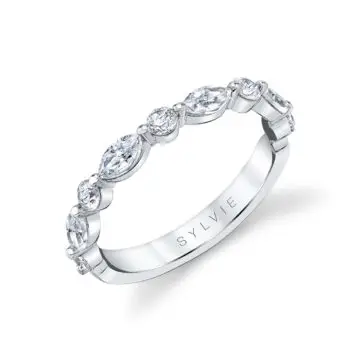 marquise wedding band with shared prongs
