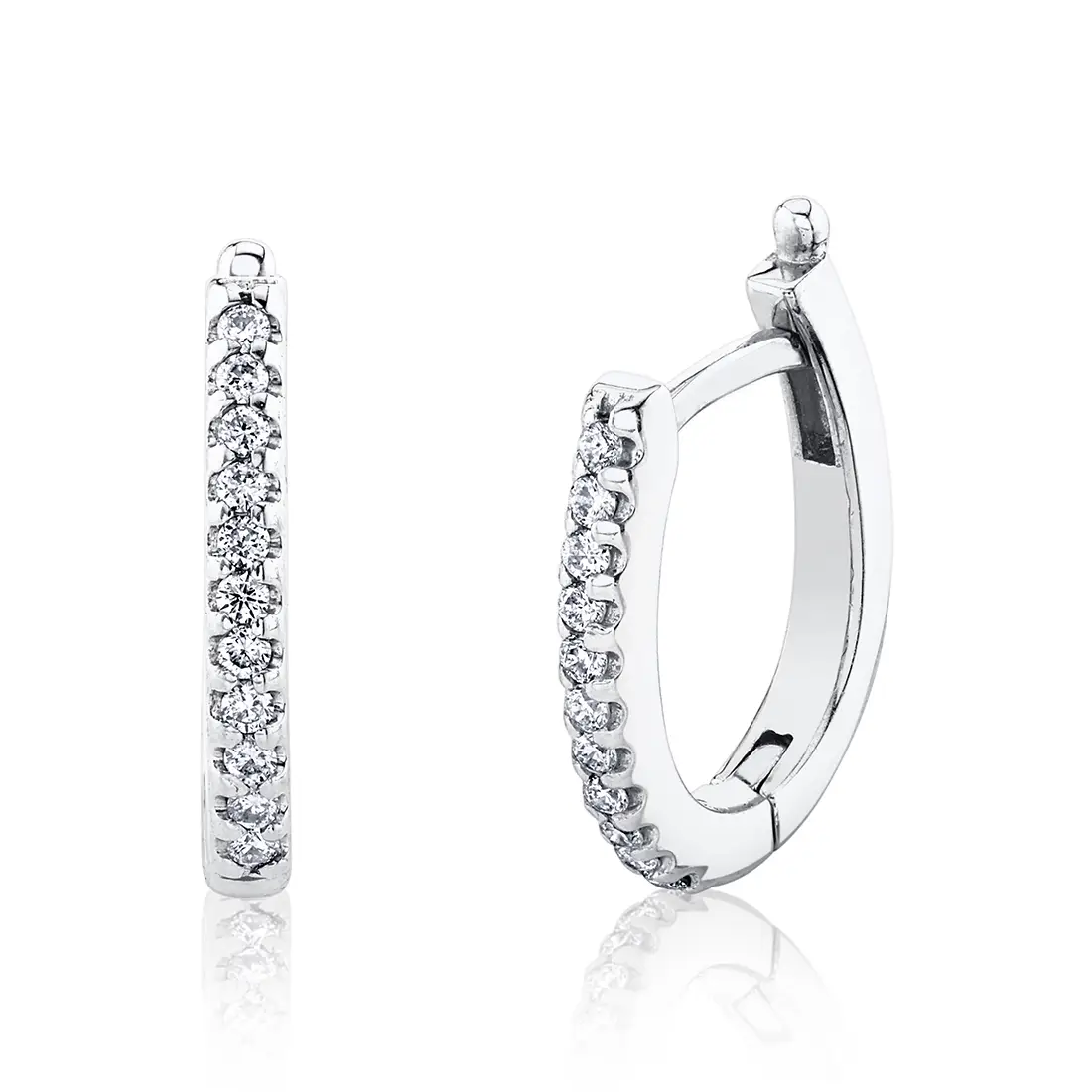 U-Shaped Diamond Hoop Earrings | White Gold